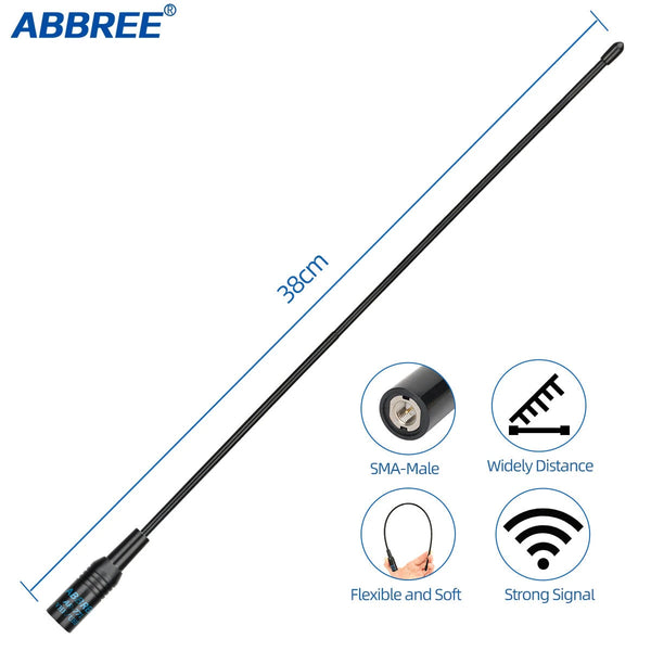 ABBREE AR-771 SMA-Female AR-771C SMA-Male Antenna Dual Band VHF/UHF High Gain Soft Whip Antenna For Baofeng UV-5R BF-888S UV10R UV-13 Pro Radio