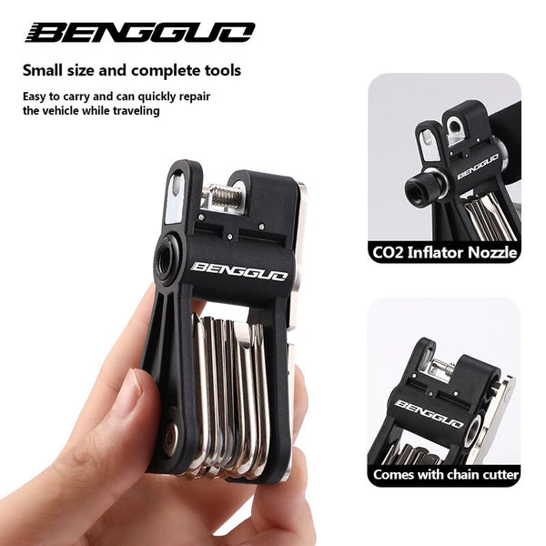 BENGGUO 18 in 1 Bicycle Multitool Wrench Repair Tool Kit Alumium Alloy Screwdriver and Chain Mini Portable Repair Accessories for MTB and Road Bikes