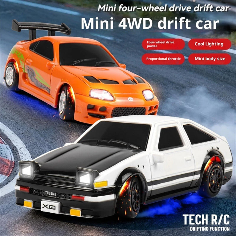XQ 4063 RTR 1/64 2.4G 4WD Mini Drift RC Car LED Light Proportional Throttle Desktop Remote Control High Speed On-Road Racing Micro Vehicles Models Boys Gifts Toys