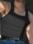 INCERUN Mens High Elastic Solid Color Casual Tank Top