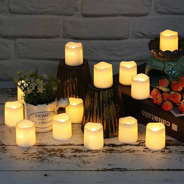 24pcs Flameless LED Candle Lights Creative Wish LED Tea Lamp Warm White Halloween Wedding Christmas Decoration Candle Lights