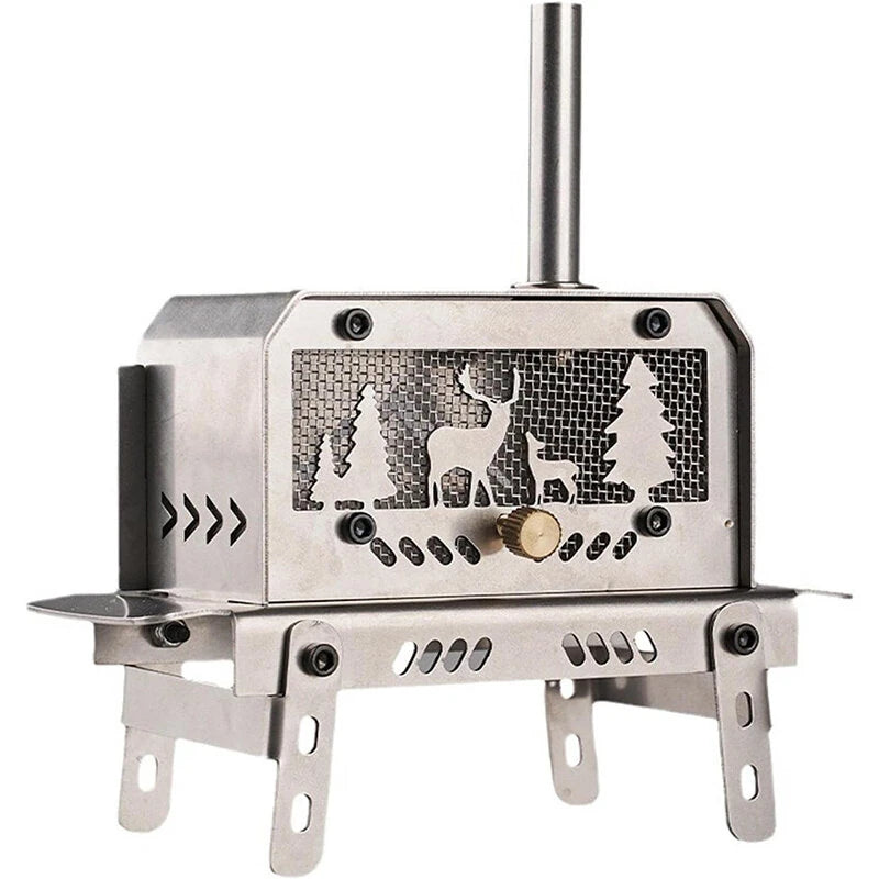 Portable Mini Stainless Steel Outdoor Wood Stove,Decorative Incense Holder for Christmas Tree and Elk Table Ornament for Camping Hiking