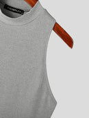 INCERUN Mens Fashion Solid Color Knitted Elastic Tank Top