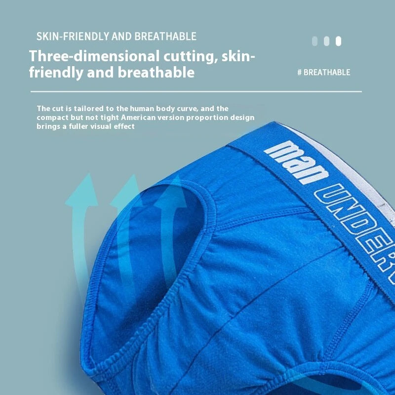 4pcs Men's Cotton Briefs Breathable Solid Color Panties Men Underwear Comfortable Loose Fit Underpants