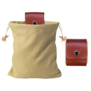 IPRee Foldable Large Capacity Canvas Belt Bag, Pouch, PU Leather Canvas Drawstring Foraging Pouch for Travel Camping Hiking Bag