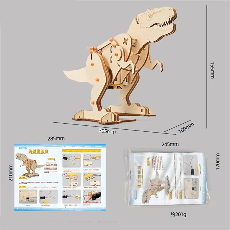 Wooden Jigsaw Puzzle Tyrannosaurus Model Assembly Kit DIY Children's Science Experiment Education Puzzle Toy Student Technology Small Production