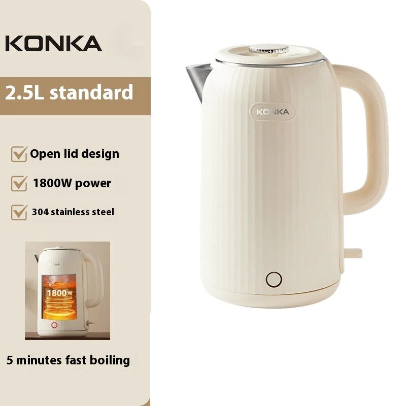 KONKA 2.5L 1800W Electric Kettle Water Boiler & Thermos 2-in-1 Fully Automatic Insulation Household 304 Stainless Steel Hot Water Kettle