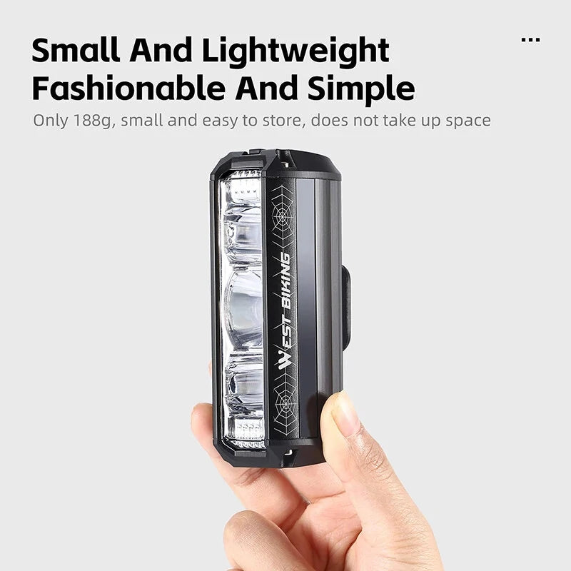 WEST BIKING 1750Lm Super Brightness Bike Headlights 4000mAh Battery Waterproof 4 Light Modes Type-C Rechargeable Aluminum Alloy Mini Front Light for Electric Bike Scooter MTB Bicycle