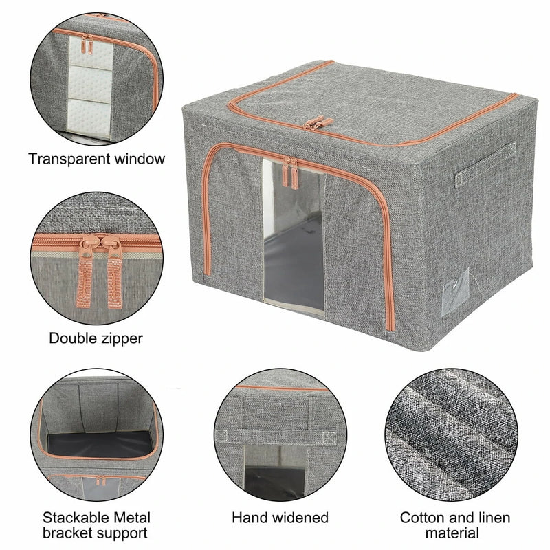 HONEIER 66L Storage Bags Clothes Organizer Storage Containers with Durable Handles Thick Fabric for Clothing Blanket Comforters Bed Sheets Pillows