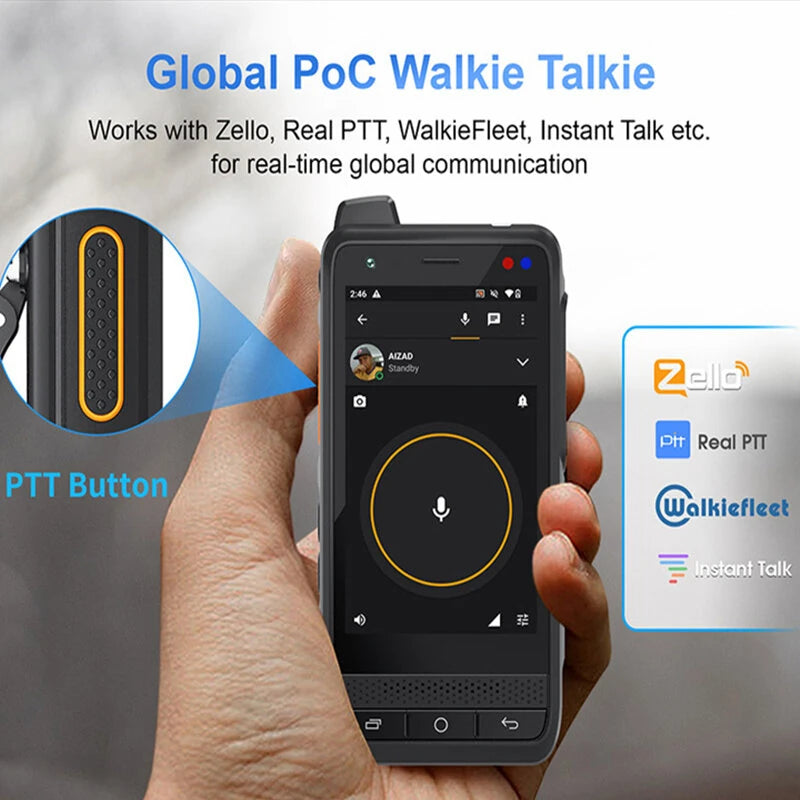 UNIWA F400 Zello POC Walkie Talkie Global 4G Rugged PDA Android 15.0 4-Inch 4GB+64GB 2.5W Loudspeaker 4350mAh PoC SOS Button NFC Two-way Radio
