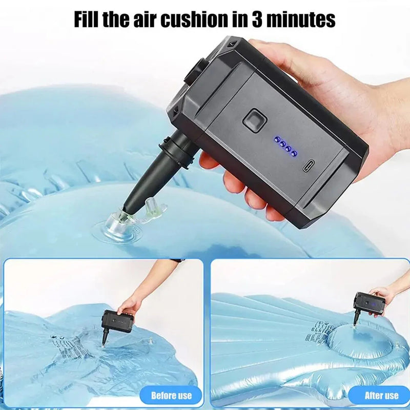 Electric Air Pump Inflator Air Compressor With Rechargeable Battery Portable Wireless For PVC Boat Mattress Inflatable Pool Raft Tyre Balls With 3 Nozzles