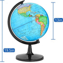 32CM Educational World Globe with Weighted Base Classroom Decorative Large Earth for Students Geography Teachers 360 Rotating Interactive Globe with World Map-Learning Tool Educational Toys