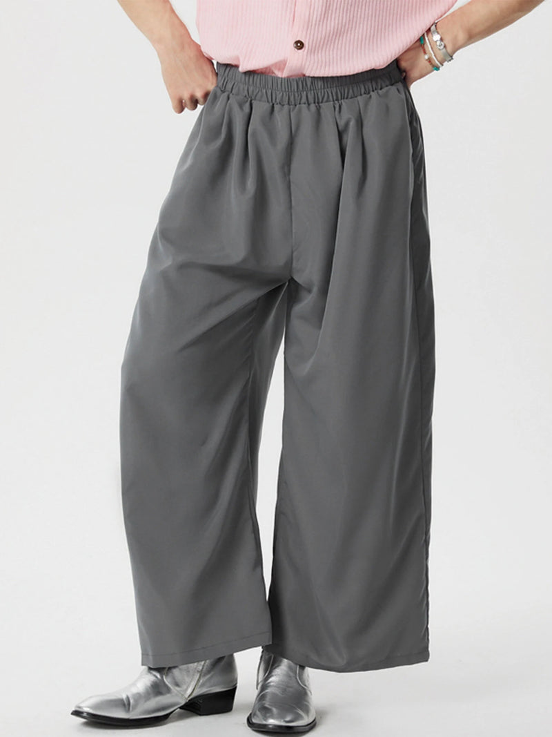 INCERUN Mens Solid Color Comfortable Loose Fit Elastic Pants