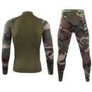 TENGOO Outdoor Sports Mens Camouflage Underwear Set Camo Training Long Sleeve Tops + Pants Suit Fitness Camping Hiking Hunting Underwear Clothes for Men