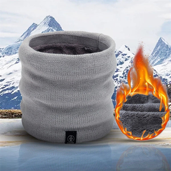 TENGOO Vintage Solid Color Knit Tube Neck Gaiter Thickened Fleece Lined Scarf Autumn Winter Windproof Warm False Collar Sports Neck Cover