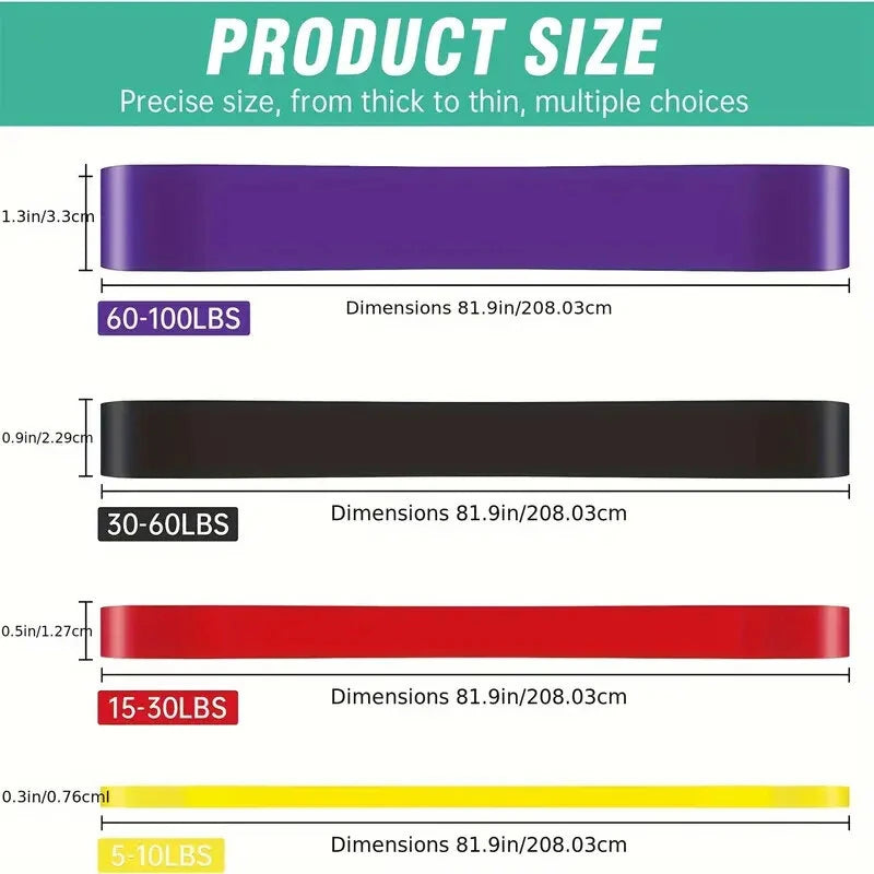 KALOAD 4Pack Heavy Duty Latex Resistance Band Exercise Elastic Band Set For Sport Strength Pull Up Assist Band Workout Pilates Fitness Equipment