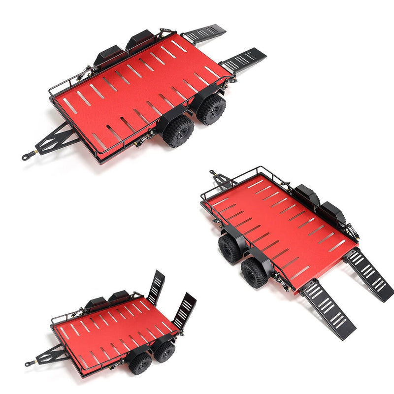 Simulation Trailer Four Wheels for Land Rover Tornado TRX4M 1/18 RC Cars Vehicles Models Spare Parts Accessories