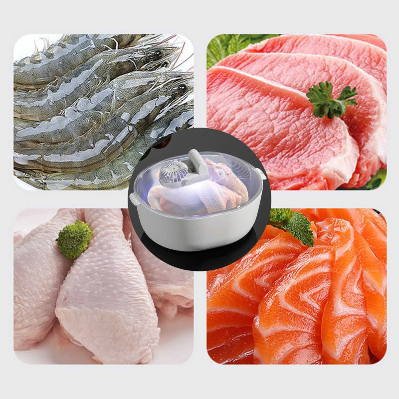 4 in 1 Intelligent Fast Defrosting Machine Household Food Defrosting Tray Meat Fresh-Keeping UV Antibacterial Dishwasher Box Meat Defroster