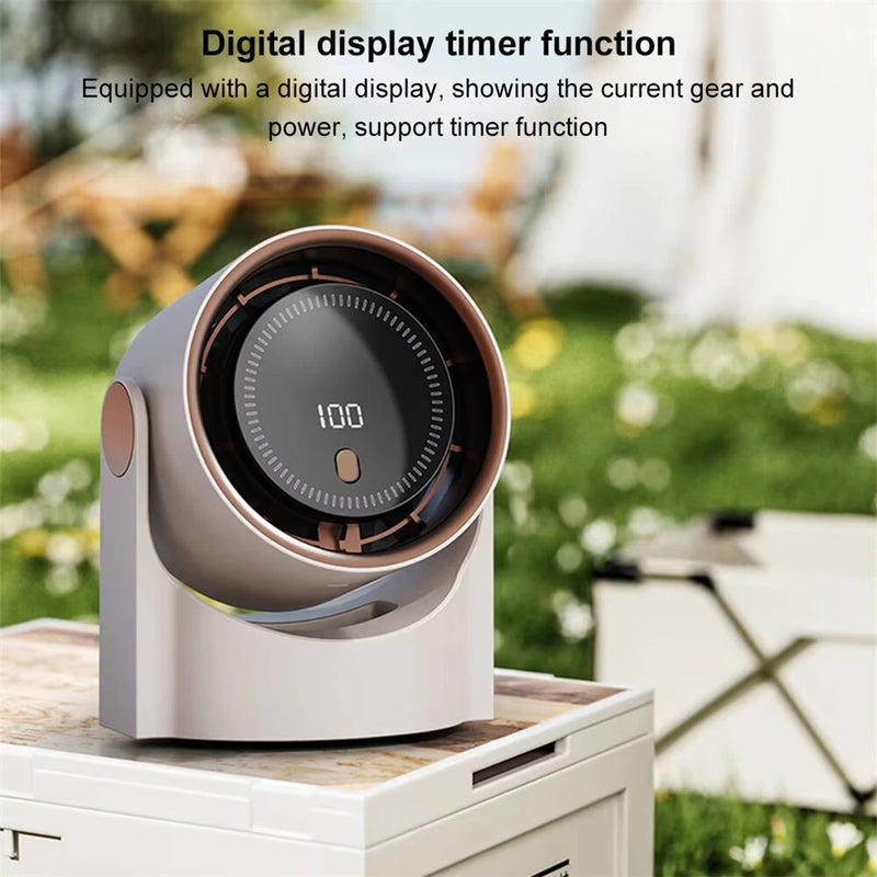 IPRee Mini Cooling Fan Silent Portable Bladeless Fan 100 Level Desktop Fan USB Rechargeable Digital Display High-Speed Circulating Fan