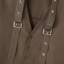 INCERUN Mens Tie Design Long Sleeve Shirt Casual Solid Color Fashion Design Men Top Loose Fit