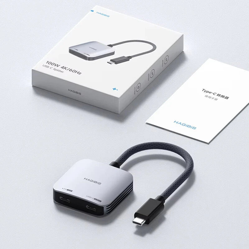 Hagibis TPS01 AR Glasses Adapter USB-C to Glasses and Charging Converter USB-C Hub Charge and Play for Switch Rokid/Xreal/Thunderbird