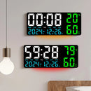 15 Inch Digital Wall Clock with Atmosphere Lights Remote Control Temp Humidity Display LED Table Clock Multifunctional Alarm Clock