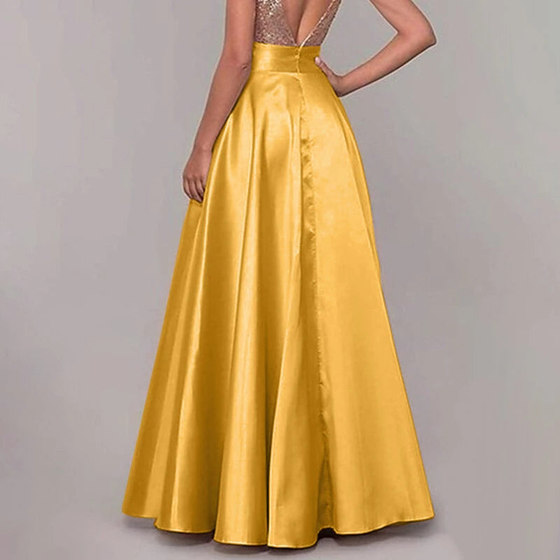ZANZEA Stylish Women High Waist A-line Long Skirts Summer OL Work Skirt Jupe Female Solid Party Maxi Skirts Faldas Saia