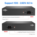 Hiseeu 48V 8/16CH POE Ports Switch Ethernet 10/100Mbps IEEE 802.3 af at for IP Camera CCTV Security Camera System/Wireless AP ft EU Plug