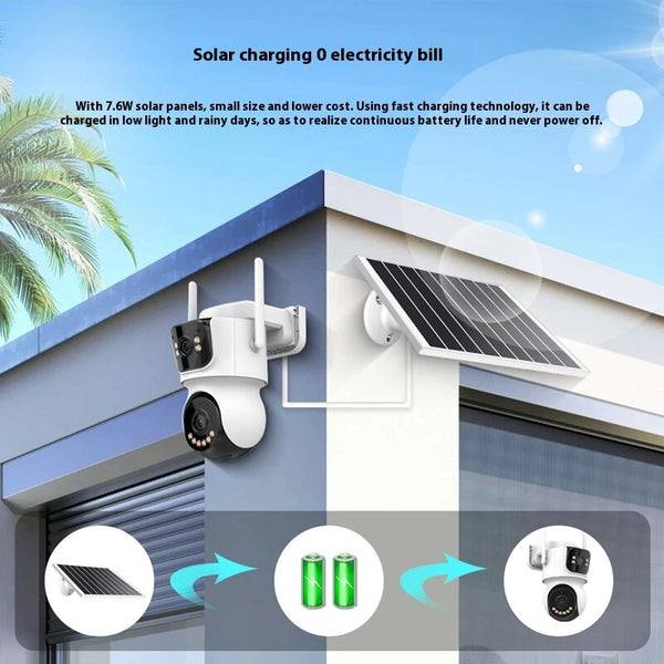 ICSEE Solar 4MP 6X Zoom WiFi IP Camera AOV Mode HD Surveillance 24/7 Recording Wireless 2MP+2MP Dual Lens Security Solar Powered Waterproof Night Vision Camera