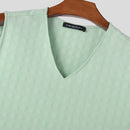 INCERUN Mens Solid Textured V-Neck Sleeveless Tank Top Comfortable Cool Vest Top