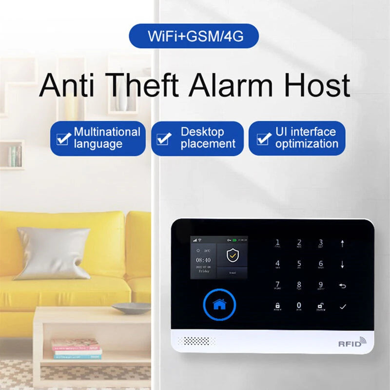 PGST PG-103 Tuya Wireless Alarm System for Home Burglar Security WiFi GSM APP Voice Control Support Alexa Google Assistant