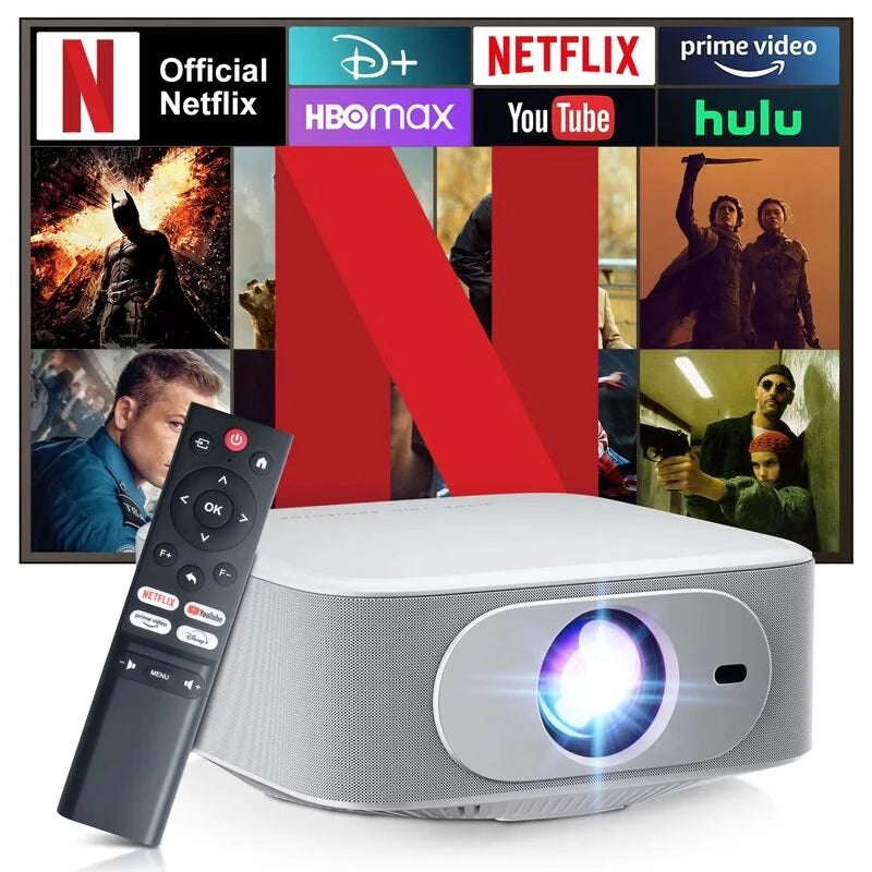 Salange P92MAX Smart Projector Android 13 Netflix Officially Licensed 12000 Lumens 1080P Native Auto Focus Keystone WiFi 6 Bluetooth 5.2 4K Supported Smart Home Cinema