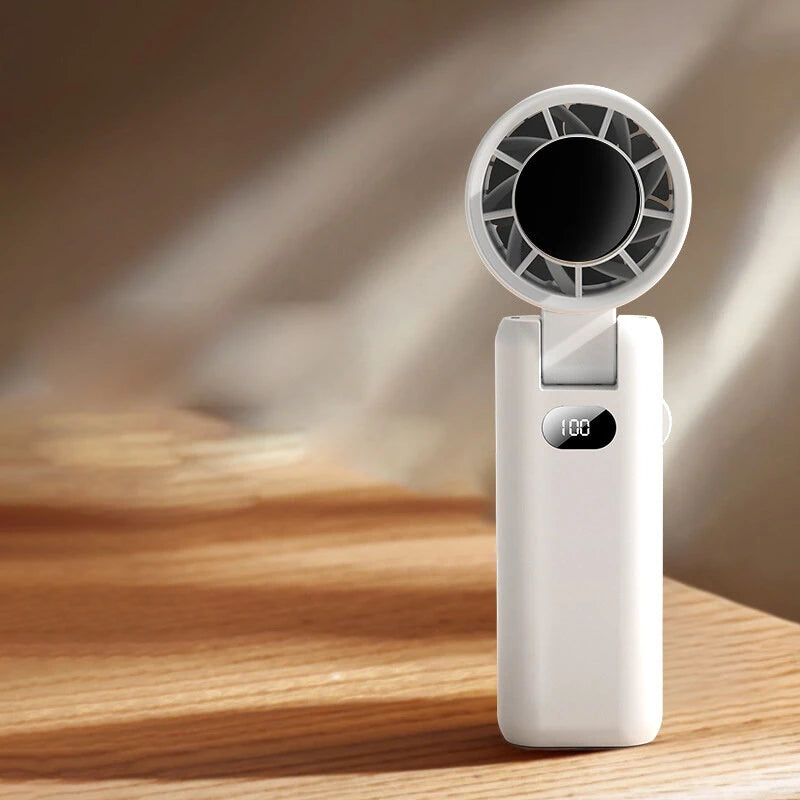Handheld Fan Mini Fan with Digital Display 180 Folding Multi-Angle Air Supply USB Fan 3600mAh High Speed Fan