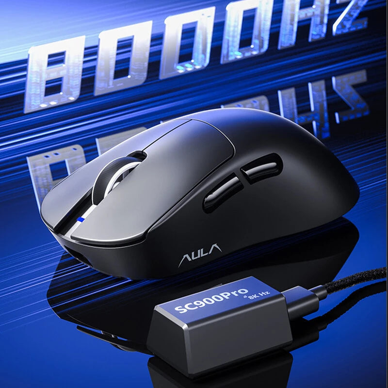 AULA SC900 Pro Wireless Mouse Tri-Mode 8KHz Polling Rate PAW3395 Sensor 26000 DPI 50g Lightweight Dual Battery Rechargeable Gaming Mice for PC Laptop Computer