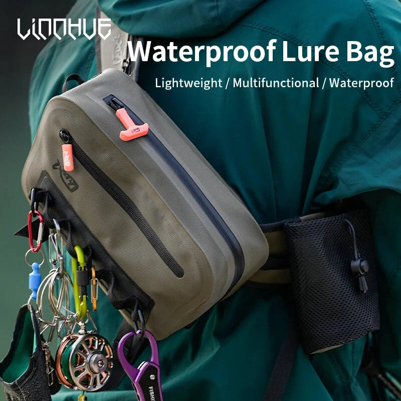 ZANLURE Large Capacity Fishing Tackle IPX6 Waterproof Bag Outdoor Waist Fanny Pack Crossbody Bag Lures Line Box Storage for Hiking Camping Fishing