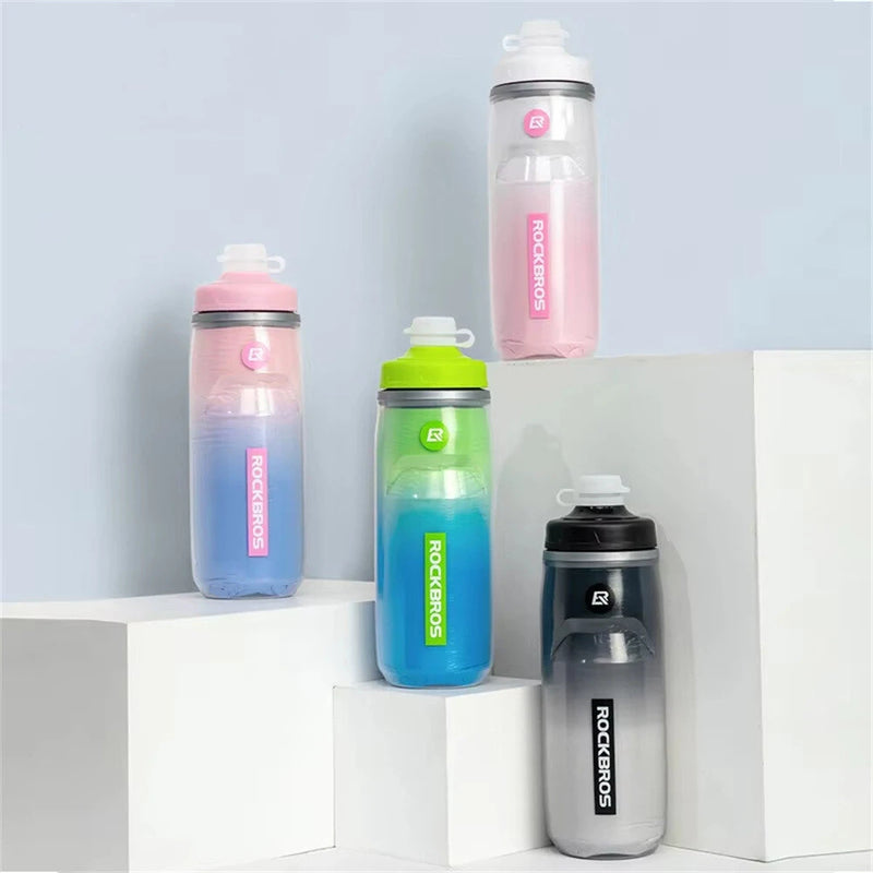 ROCKBROS 620ML Bike Water Bottle Cold-retaining Insulated Thermal Squeeze Cycling Kettle for Gym Running Outdoor Sports