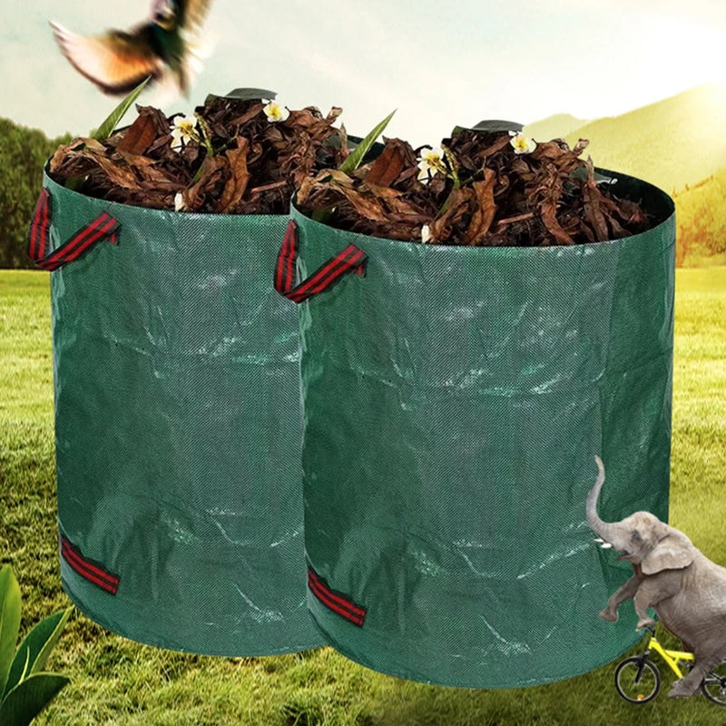 60L-500L Garden Leaf Bag Handles Multi-purpose Storage Bag Tool for Garden Waste Household Reusable Garden Bag Large Capacity Leaf Sack Light Trash Can Foldable Garden Garbage Waste Container
