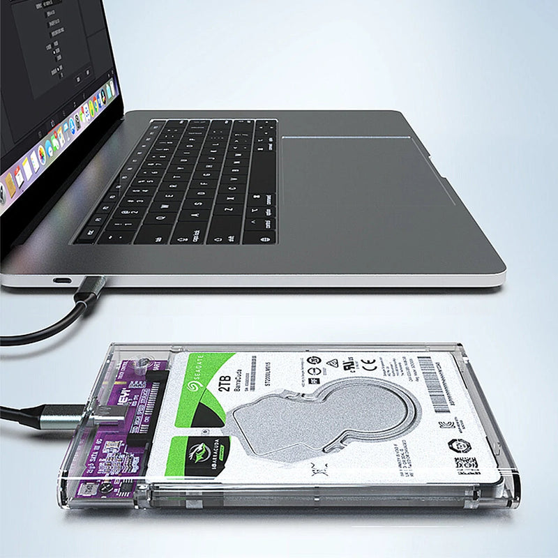 JEYI 2.5" Hard Drive Enclosure Clearly Case USB 10Gbps to SATA III/II/I External Hard Disk Case for 9.5/7mm HDD SSD Support UASP