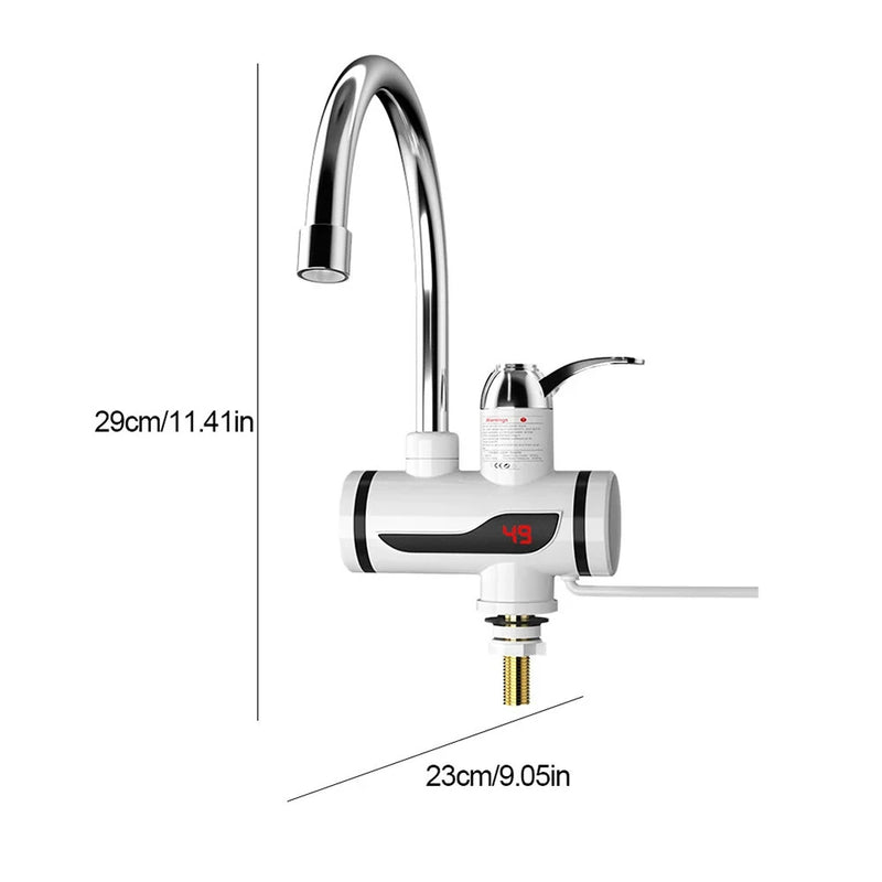 Smart Digital Instant Electric Water Heater Faucet Temperature Adjustable Tankless Water Heater Bottom Inlet Fast Heating Faucet Kitchen Bathroom