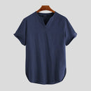 Linen Men's Short Sleeve Summer Cool Comfortable Shirt Tee Loose Tops Outdoor Hiking Holiday