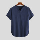 Linen Men's Short Sleeve Summer Cool Comfortable Shirt Tee Loose Tops Outdoor Hiking Holiday
