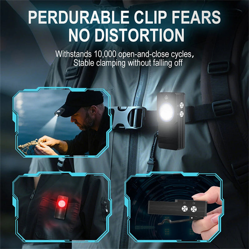 550 Lumens Mini Flashlight Rechargeable Bright Small LED Pocket Flat Light with Clip Magnetic Tail, Keychain Flash Light with Red UV Light,  IP66 Waterproof Outdoor Emergency Work Lamp