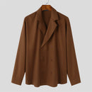 INCERUN Mens Japanese Style Loose V-Neck Shirt Suit Collar Long Sleeve Shirt Top for Male