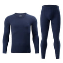 TENGOO Men's Fall Winter Thermal Underwear Set Simple Base Layer Long-Sleeved Top Pant Casual Pajamas Set