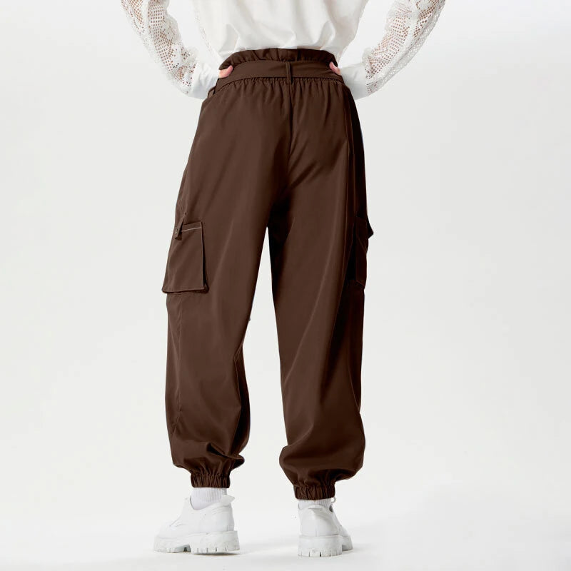 INCERUN Men Pants Tie Design Solid Color Casual Elastic Trousers Comfy Daily Solid Color Pants with Side Pockets