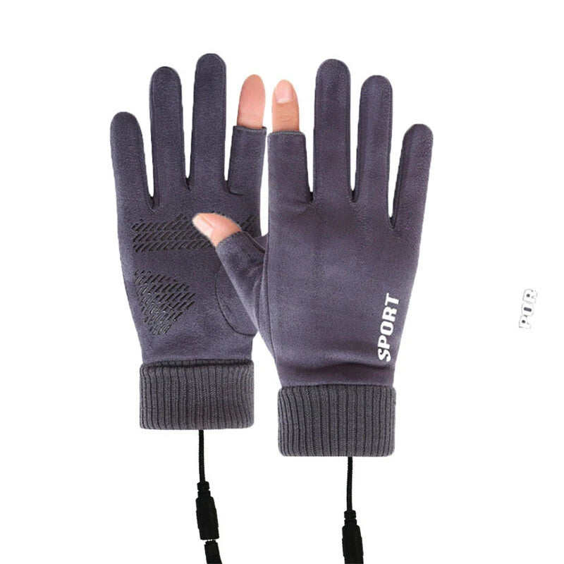 TENGOO Touch Screen Electric Heated Gloves Windproof Hand Warmer USB Rechargeable Heating Thermal Gloves 2 Finger Heated Gloves for Women Men