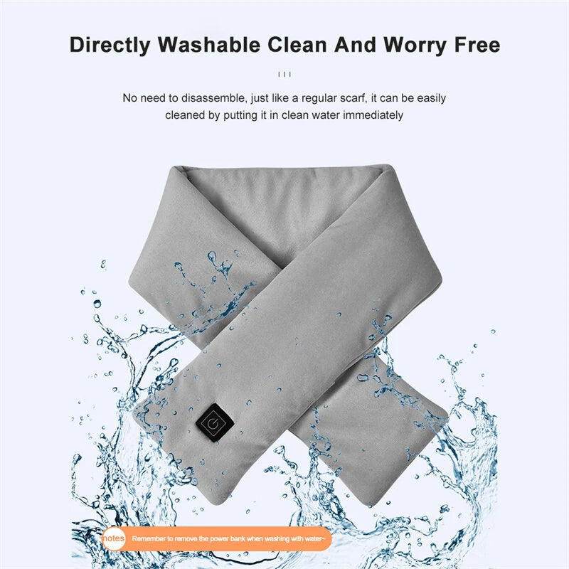 TENGOO Warm Heated Scarf 3 Gears Adjustable USB Charging Electric Heated Scarf Cold-Proof Thermal Neck Wrap Warmer Washable for Outdoor Cycling Climbing Hiking