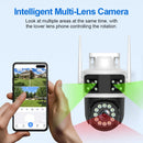 Guudgo 6MP Ultra HD WIFI IP Camera Triple Lens Full Color Night Vision Waterproof 355 Pan Tilt Two Way Audio Mobile App Control Outdoor Security Camera