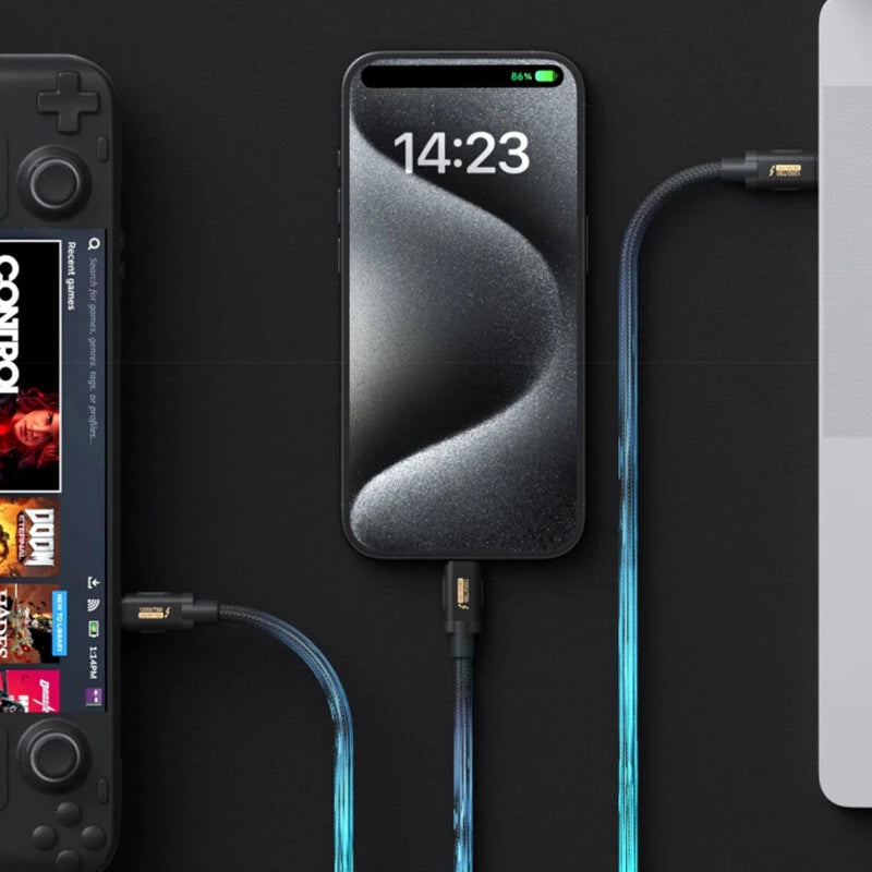 HAGiBiS Thunderbolt5 Type-C to Type-C Cable 120Gbps 240W PD3.1 Fast Charge 16K@60Hz Video 8K Triple Display Bi-Directional 80Gbps Data Sync High Speed Transmission 0.5M/1M Long Cables for Laptop TV