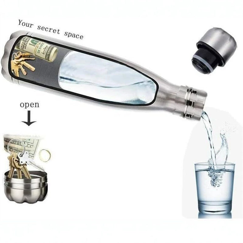 IPRee 750ml Water Bottle with Compartment Portable Water Bottle Pill Organizer Can Safe Hiding Spot for Money Bonus Key Ring Box